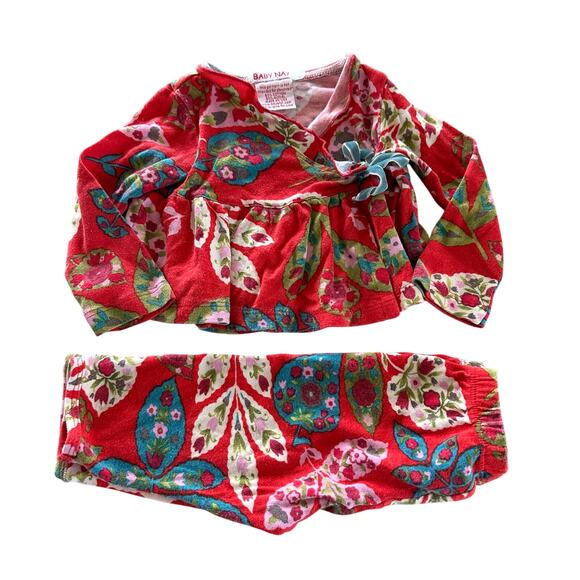 Baby Nay Red Floral 2-Piece Outfit - Made in USA 6 months - Picture 1 of 5